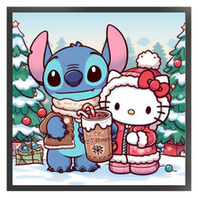 Load image into Gallery viewer, Stitch And Hello Kitty - 11CT Stamped Cross Stitch 45*45CM
