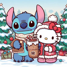 Load image into Gallery viewer, Stitch And Hello Kitty - 11CT Stamped Cross Stitch 45*45CM
