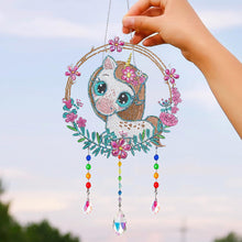 Load image into Gallery viewer, Animal Wind Chimes Cute White Unicorn Diamond Crystal Painting Wall Ornaments
