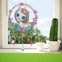 Load image into Gallery viewer, Animal Wind Chimes Cute White Unicorn Diamond Crystal Painting Wall Ornaments
