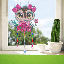 Load image into Gallery viewer, Animal Wind Chimes Cute Owl Diamond Crystal Painting Ornaments Art Wall Decor
