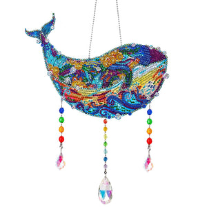 Animal Wind Chimes Beautiful Whale Diamond Crystal Painting Ornament Wall Decor