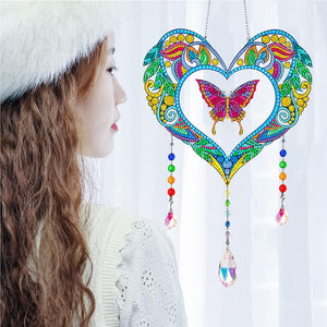 Animal Wind Chimes Butterfly In Love Diamond Crystal Painting Home Ornament