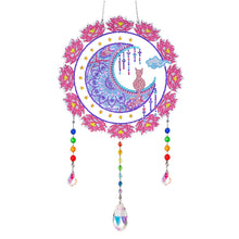 Load image into Gallery viewer, Animal Wind Chimes Cat Flower on Moon Diamond Crystal Painting Home Ornament
