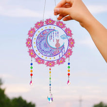 Load image into Gallery viewer, Animal Wind Chimes Cat Flower on Moon Diamond Crystal Painting Home Ornament
