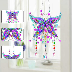 Animal Wind Chimes Butterfly Flower Diamond Crystal Painting Ornament Wall Decor