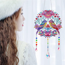 Load image into Gallery viewer, Animal Wind Chimes Flower 1 Pair Lovebirds Diamond Crystal Painting Ornament
