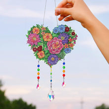 Load image into Gallery viewer, Flower Wind Chimes Heart Diamond Crystal Painting Ornaments for Home Wall Decor
