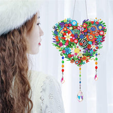 Load image into Gallery viewer, Flower Wind Chimes Heart Diamond Crystal Painting Ornaments for Home Wall Decor
