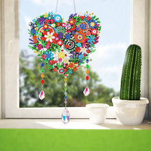 Load image into Gallery viewer, Flower Wind Chimes Heart Diamond Crystal Painting Ornaments for Home Wall Decor
