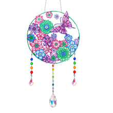 Load image into Gallery viewer, Flower Wind Chimes Flower Butterfly Diamond Crystal Painting Ornament Wall Decor
