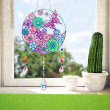 Load image into Gallery viewer, Flower Wind Chimes Flower Butterfly Diamond Crystal Painting Ornament Wall Decor
