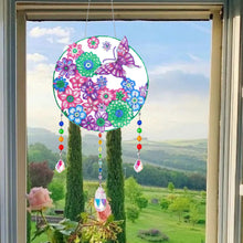 Load image into Gallery viewer, Flower Wind Chimes Flower Butterfly Diamond Crystal Painting Ornament Wall Decor
