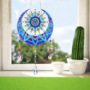 Wind Chimes Exquisite Sun Moon Crystal Diamond Painting Ornaments Wall Decor