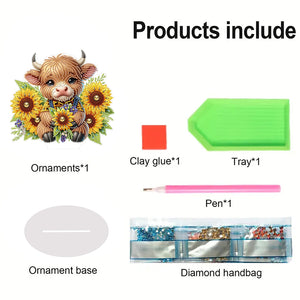 Special Shaped Yak Desktop Diamond Painting for Beginner Kids (Yak Sunflower)