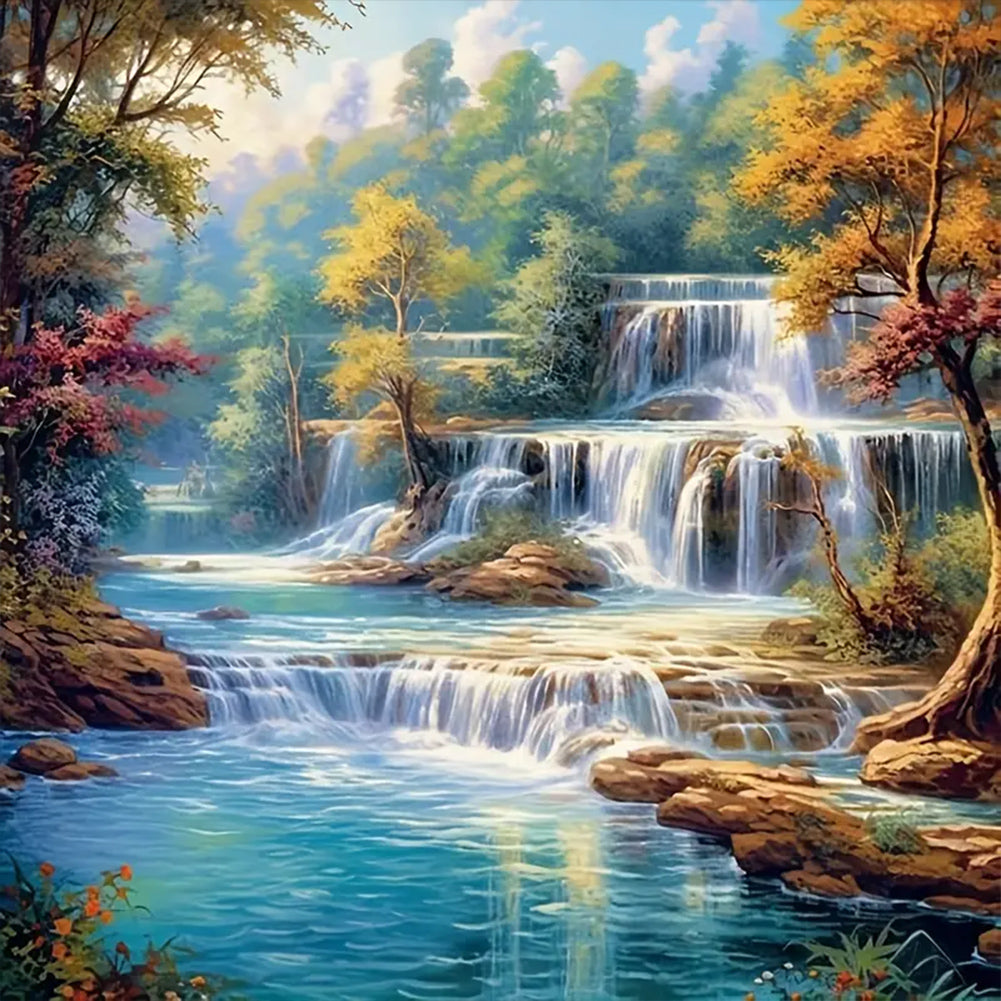 Mountains And Flowing Water 50*50CM(Canvas) Full Round Drill Diamond Painting