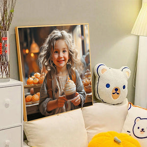 Cake Little Girl 40*40CM(Canvas) Full Round Drill Diamond Painting