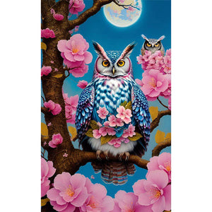 Owl On Flower Branch 40*60CM(Picture) Full AB Round Drill Diamond Painting