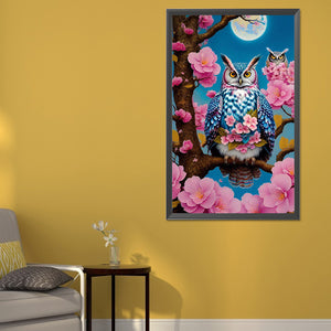 Owl On Flower Branch 40*60CM(Picture) Full AB Round Drill Diamond Painting