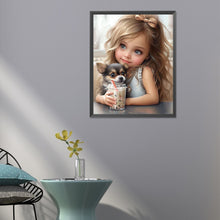 Load image into Gallery viewer, Girl Drinking Milk Tea With Puppy 40*50CM(Canvas) Full Round Drill Diamond Painting
