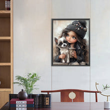 Load image into Gallery viewer, Girl Drinking Coffee With Puppy 40*50CM(Canvas) Full Round Drill Diamond Painting
