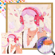 Load image into Gallery viewer, Girl Wearing Headphones 40*40CM(Picture) Full AB Round Drill Diamond Painting
