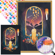 Load image into Gallery viewer, Quiet Night Girl And Kongming Lantern 40*60CM(Picture) Full AB Round Drill Diamond Painting
