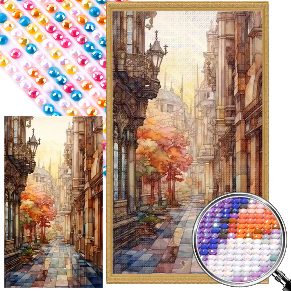 Street 40*70CM(Picture) Full AB Round Drill Diamond Painting