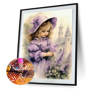 Lavender Girl 40*50CM(Picture) Full Square Drill Diamond Painting