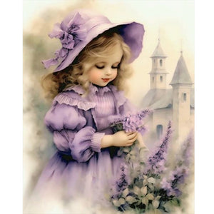 Lavender Girl 40*50CM(Picture) Full Square Drill Diamond Painting