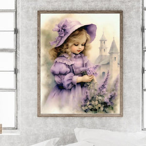 Lavender Girl 40*50CM(Picture) Full Square Drill Diamond Painting