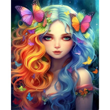 Load image into Gallery viewer, Colorful Hair Butterfly Girl 40*50CM(Picture) Full AB Round Drill Diamond Painting
