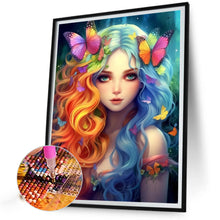 Load image into Gallery viewer, Colorful Hair Butterfly Girl 40*50CM(Picture) Full AB Round Drill Diamond Painting
