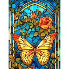 Load image into Gallery viewer, Glass Painting - Butterfly And Flower 30*40CM(Canvas) Full Round Drill Diamond Painting
