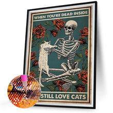 Load image into Gallery viewer, Love Cat Skeleton 30*40CM(Canvas) Full Round Drill Diamond Painting

