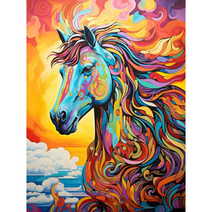 Colorful Art Style Horse 30*40CM(Canvas) Full Round Drill Diamond Painting