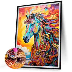 Colorful Art Style Horse 30*40CM(Canvas) Full Round Drill Diamond Painting