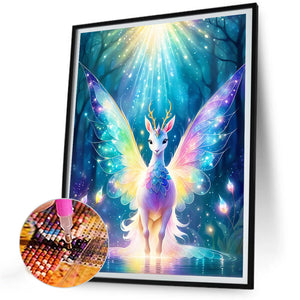 Elf Deer In Forest Lake 30*40CM(Canvas) Full Round Drill Diamond Painting