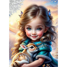 Load image into Gallery viewer, Girl And Deer 40*55CM(Canvas) Full Round Drill Diamond Painting
