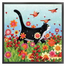 Load image into Gallery viewer, Black Cat With Flowers And Grass - 50*50CM 11CT Stamped Cross Stitch
