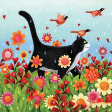 Load image into Gallery viewer, Black Cat With Flowers And Grass - 50*50CM 11CT Stamped Cross Stitch
