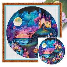 Load image into Gallery viewer, Castle By The Sea Under The Moon - 50*50CM 11CT Stamped Cross Stitch
