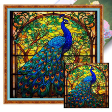 Load image into Gallery viewer, Glass Painting-Peacock - 40*40CM 14CT Stamped Cross Stitch
