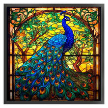 Load image into Gallery viewer, Glass Painting-Peacock - 40*40CM 14CT Stamped Cross Stitch
