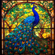 Load image into Gallery viewer, Glass Painting-Peacock - 40*40CM 14CT Stamped Cross Stitch
