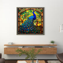 Load image into Gallery viewer, Glass Painting-Peacock - 40*40CM 14CT Stamped Cross Stitch
