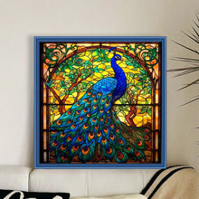 Load image into Gallery viewer, Glass Painting-Peacock - 40*40CM 14CT Stamped Cross Stitch
