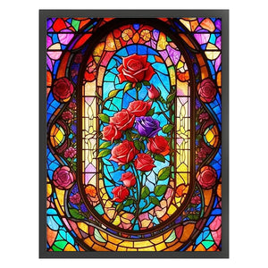 Glass Painting-Rose - 45*60CM 14CT Stamped Cross Stitch