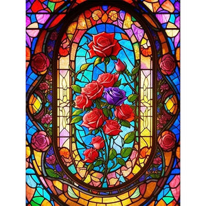 Glass Painting-Rose - 45*60CM 14CT Stamped Cross Stitch