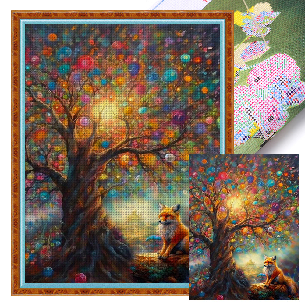 Fox Under The Tree - 45*60CM 14CT Stamped Cross Stitch
